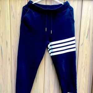Thom Browne Mens Small Navy Stripe Joggers